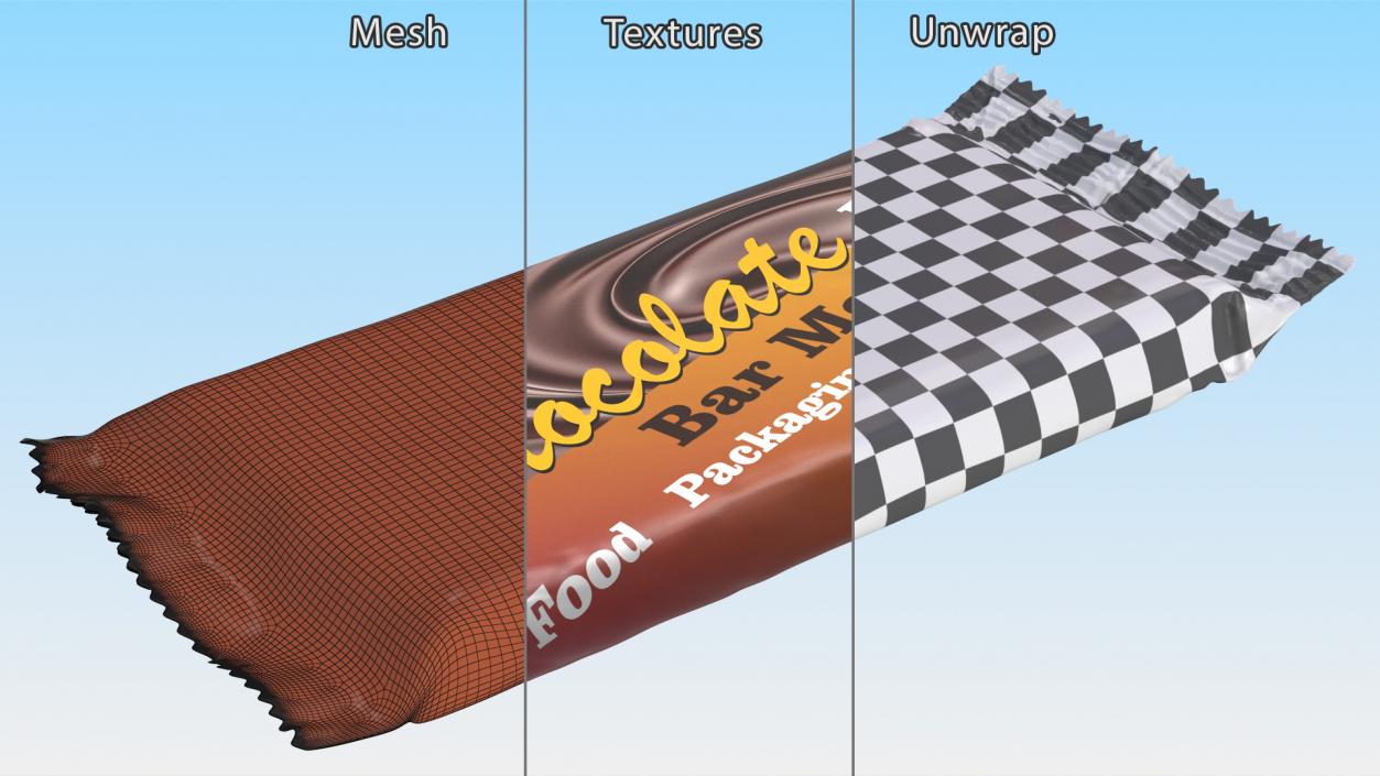 3D Snack Chocolate Bar Mockup