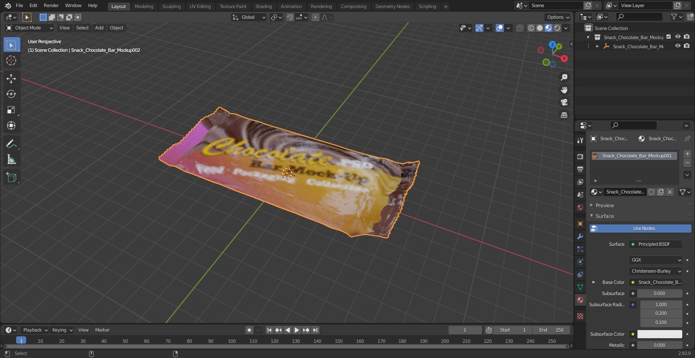 3D Snack Chocolate Bar Mockup