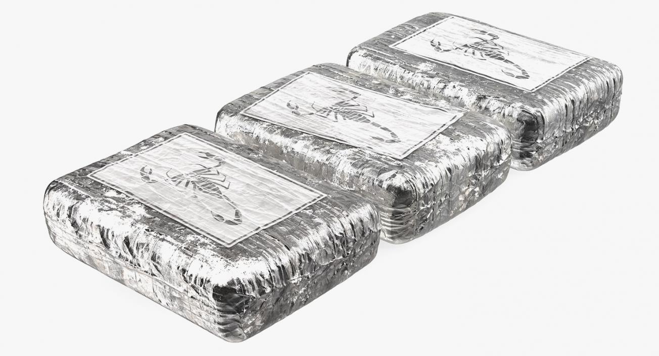 3D Bricks of Cocaine Wrapped in Foil model