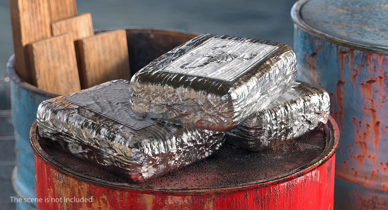 3D Bricks of Cocaine Wrapped in Foil model