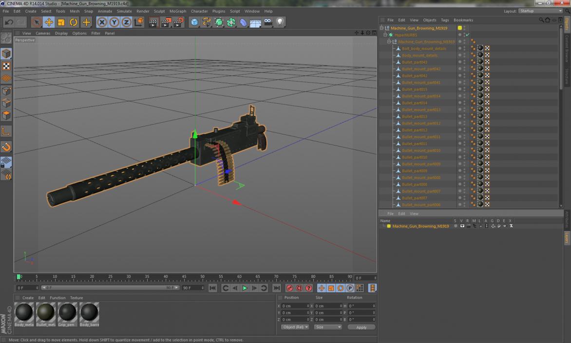 3D Machine Gun Browning M1919