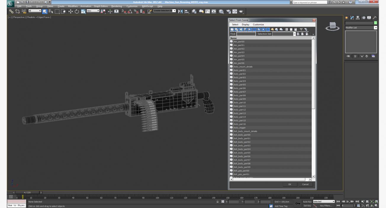 3D Machine Gun Browning M1919