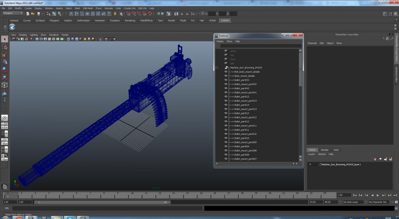 3D Machine Gun Browning M1919