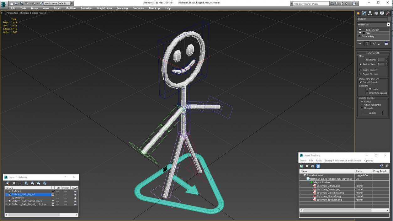 3D model Stickman Black Rigged for Maya