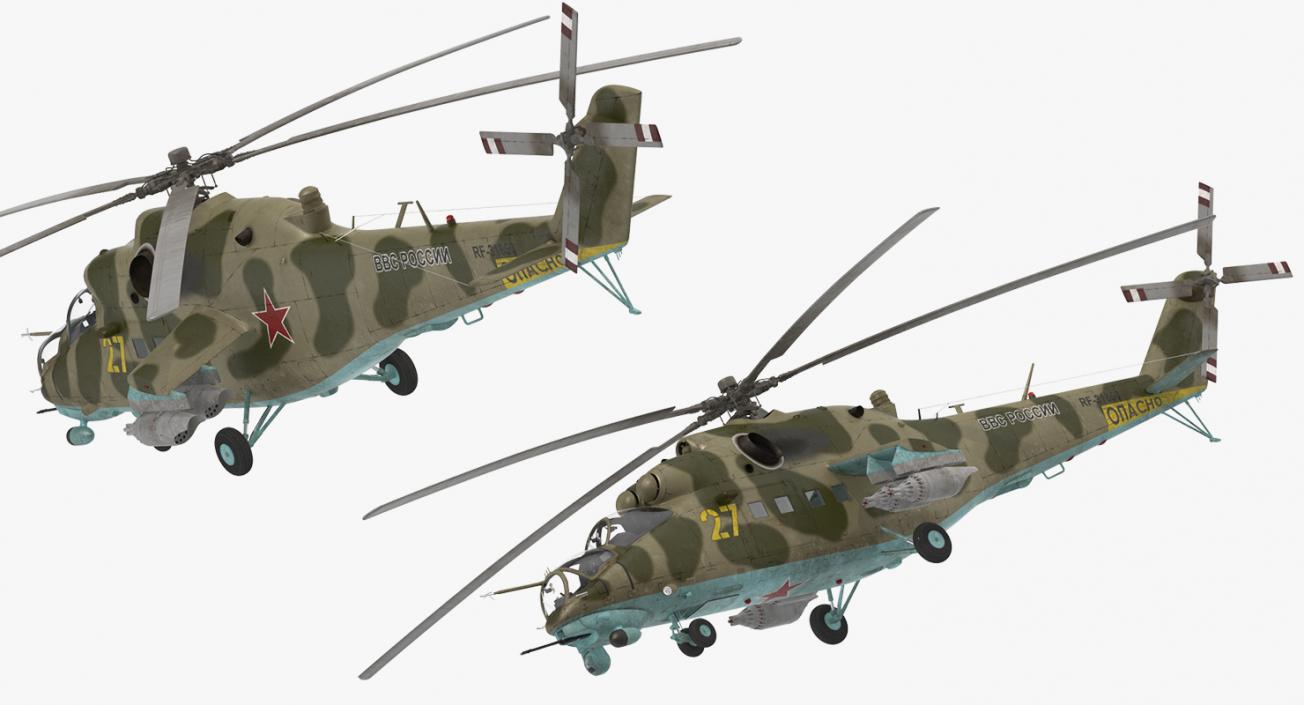 3D Russian Large Helicopter Gunship Mi-35M Rigged