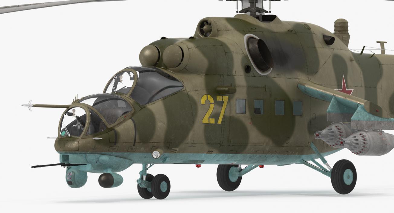 3D Russian Large Helicopter Gunship Mi-35M Rigged