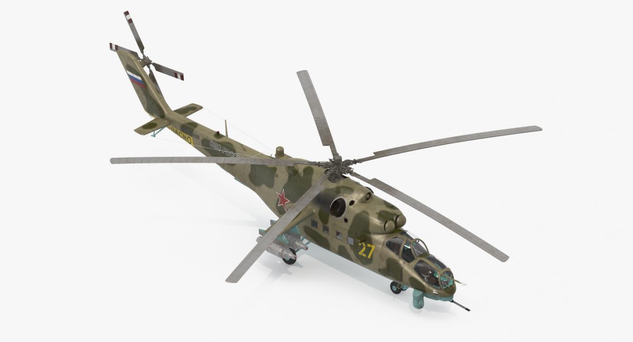 3D Russian Large Helicopter Gunship Mi-35M Rigged