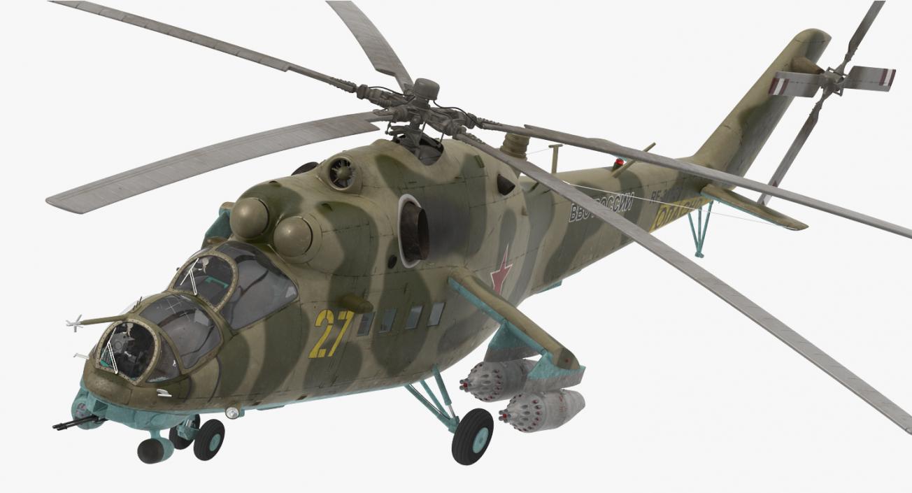 3D Russian Large Helicopter Gunship Mi-35M Rigged