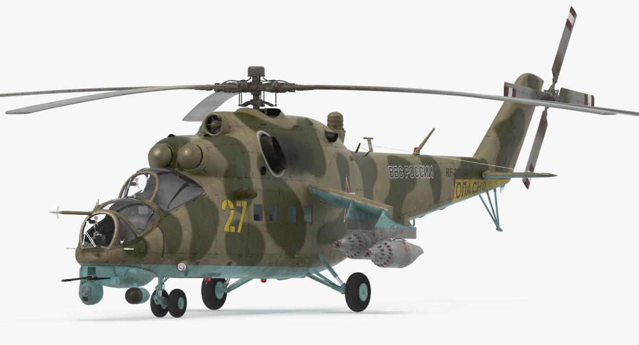 3D Russian Large Helicopter Gunship Mi-35M Rigged