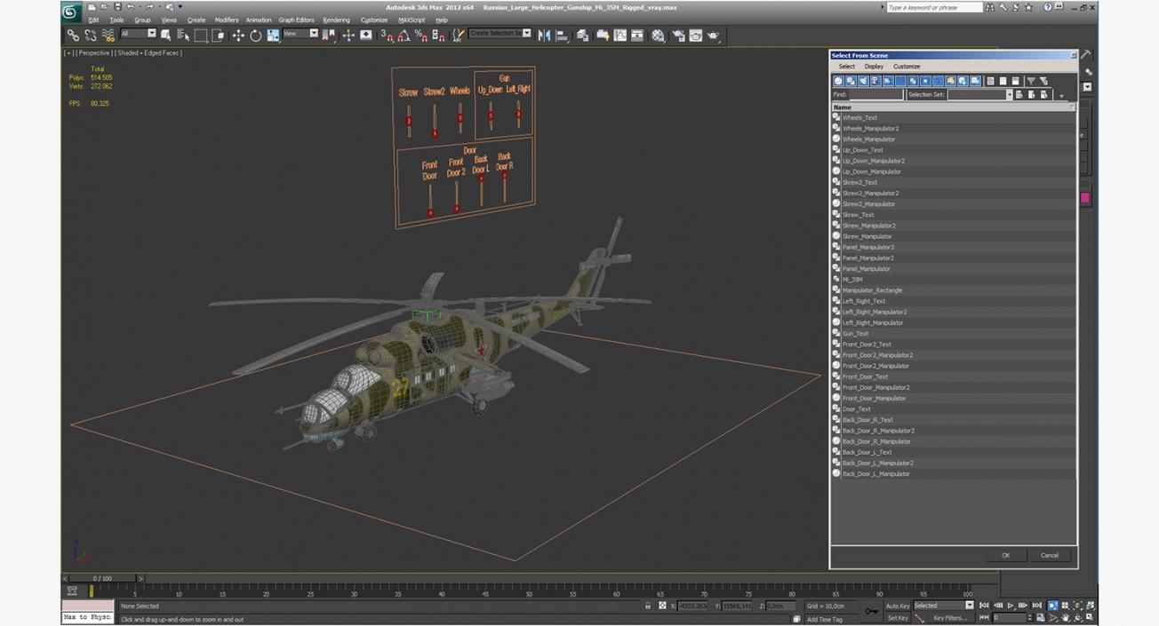 3D Russian Large Helicopter Gunship Mi-35M Rigged