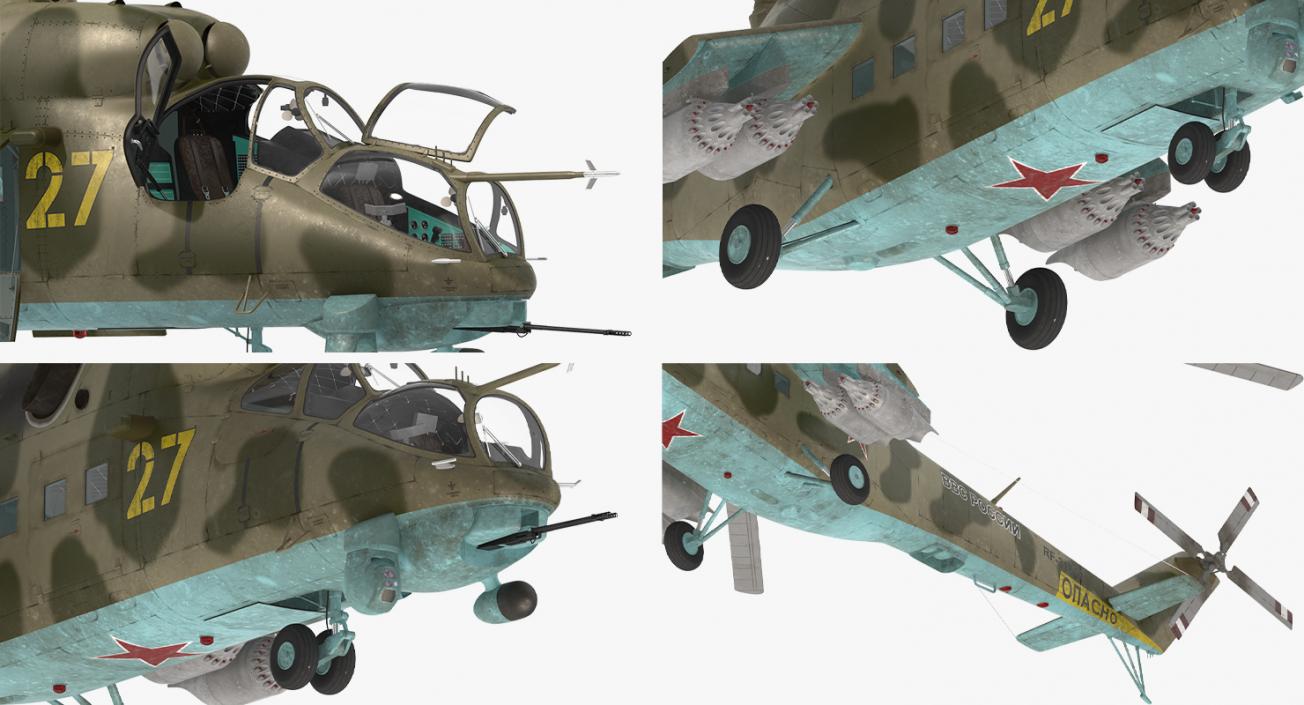 3D Russian Large Helicopter Gunship Mi-35M Rigged