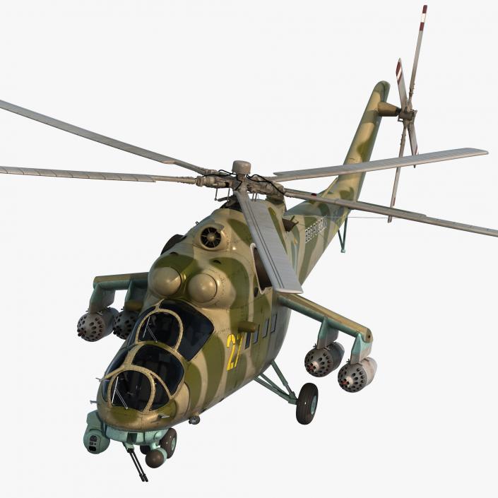 3D Russian Large Helicopter Gunship Mi-35M Rigged