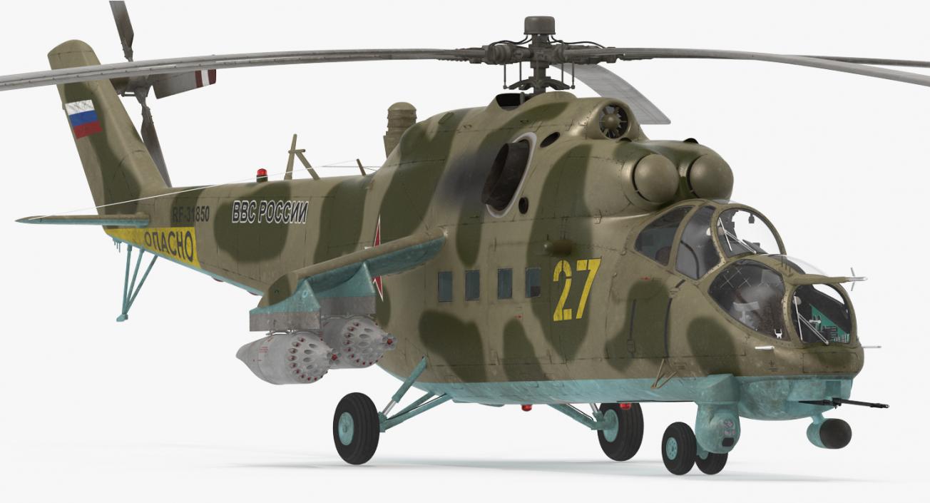 3D Russian Large Helicopter Gunship Mi-35M Rigged