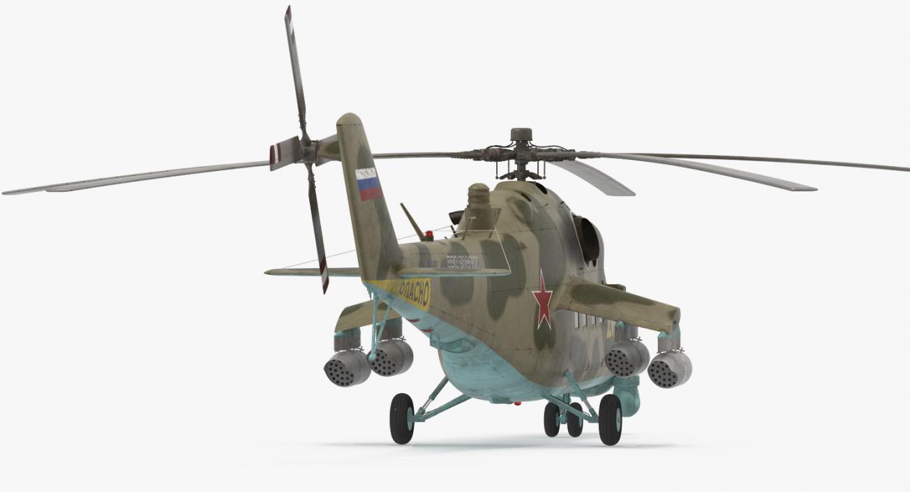 3D Russian Large Helicopter Gunship Mi-35M Rigged