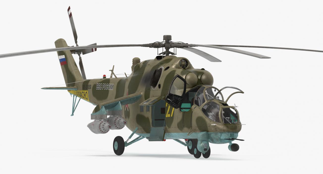 3D Russian Large Helicopter Gunship Mi-35M Rigged