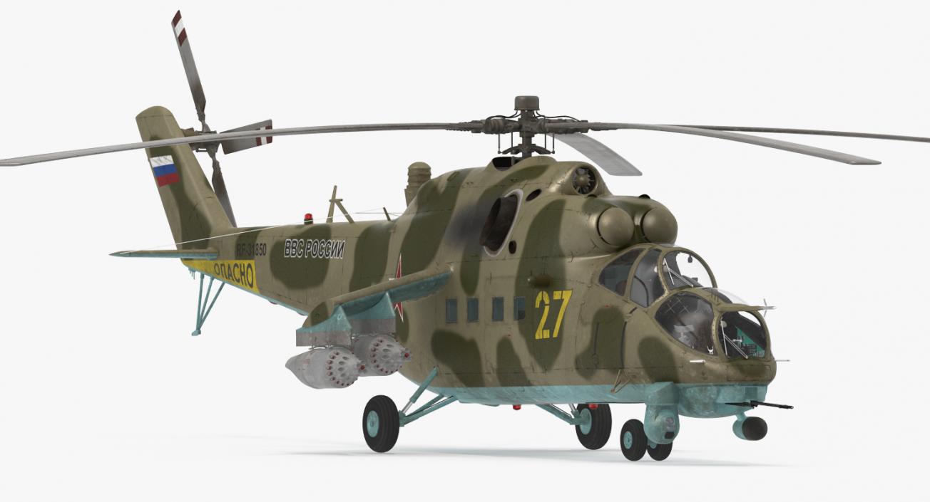 3D Russian Large Helicopter Gunship Mi-35M Rigged