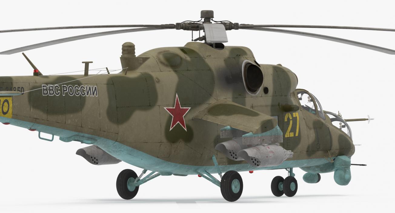 3D Russian Large Helicopter Gunship Mi-35M Rigged