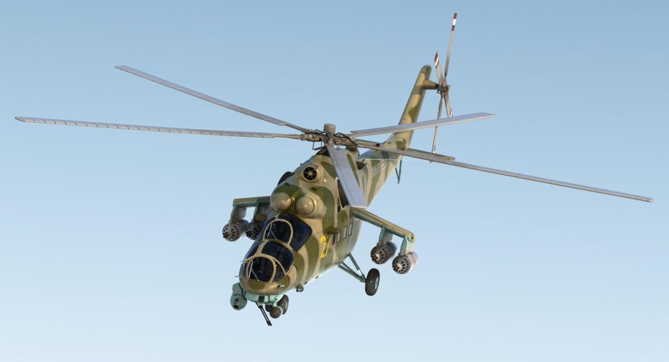 3D Russian Large Helicopter Gunship Mi-35M Rigged