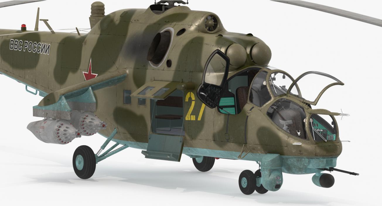 3D Russian Large Helicopter Gunship Mi-35M Rigged