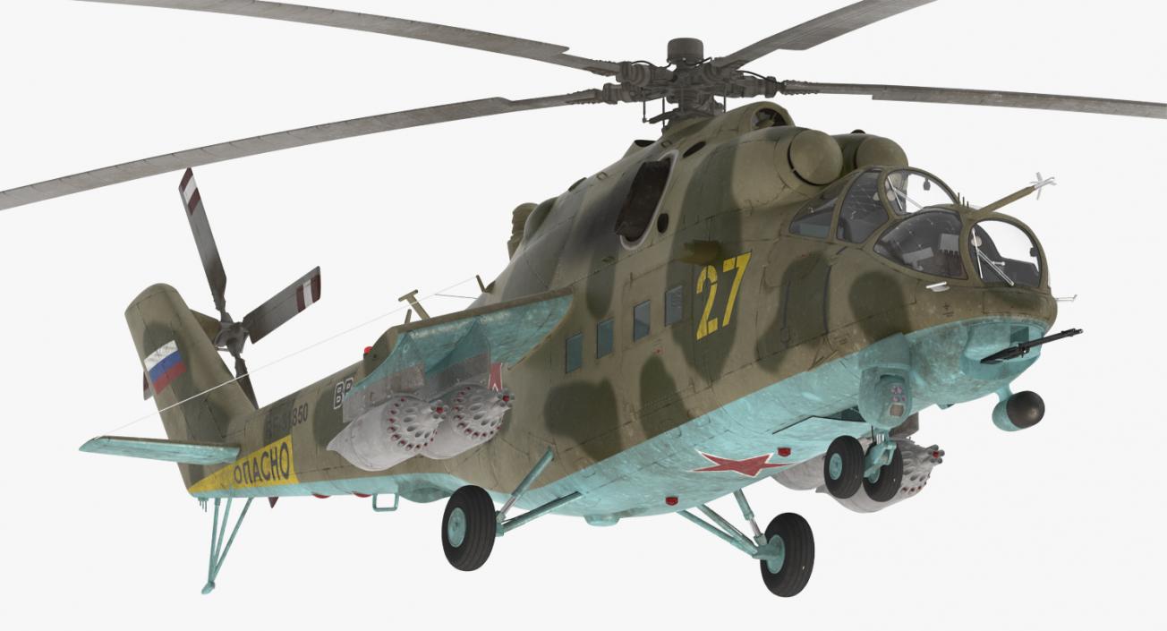 3D Russian Large Helicopter Gunship Mi-35M Rigged