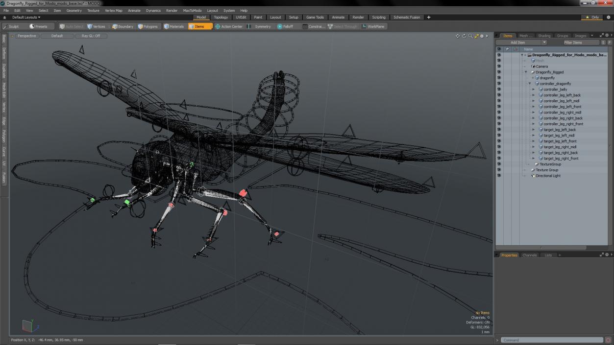 3D model Dragonfly Rigged for Modo