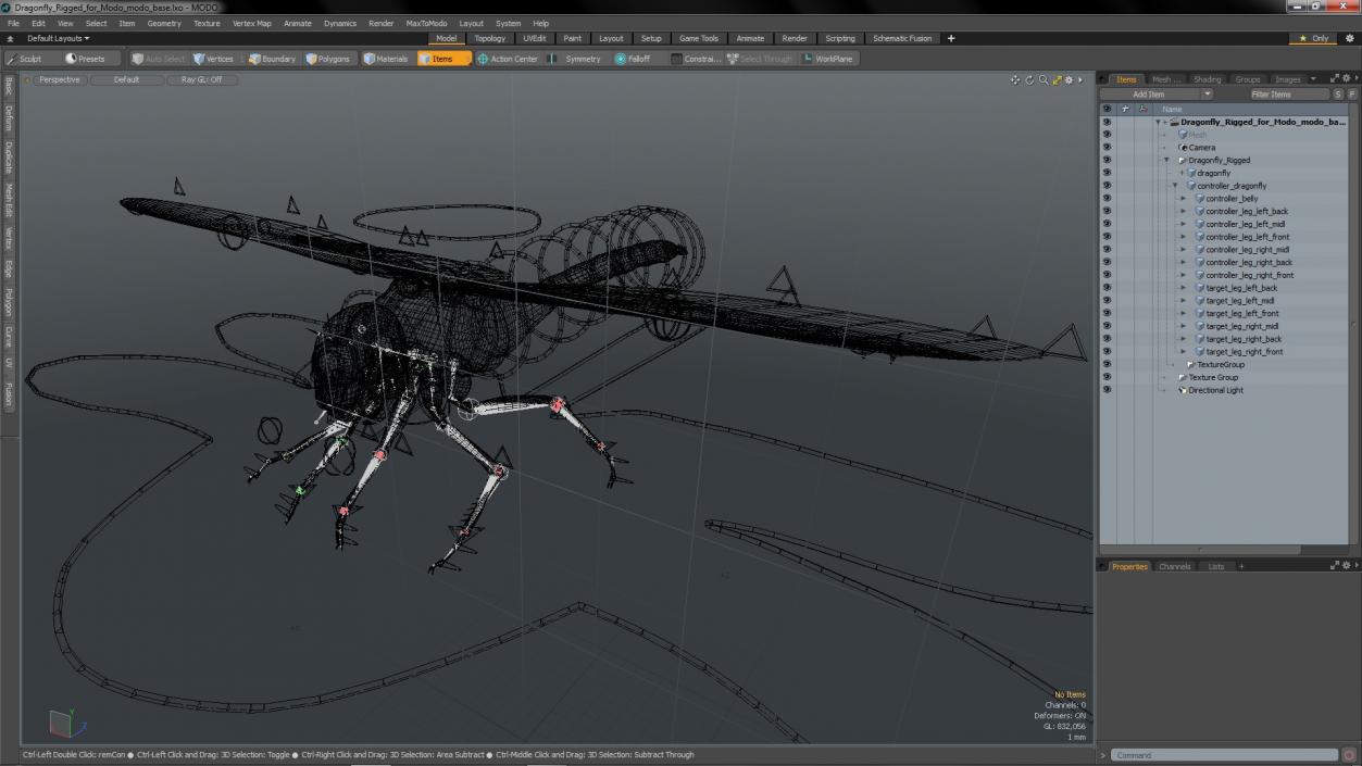 3D model Dragonfly Rigged for Modo