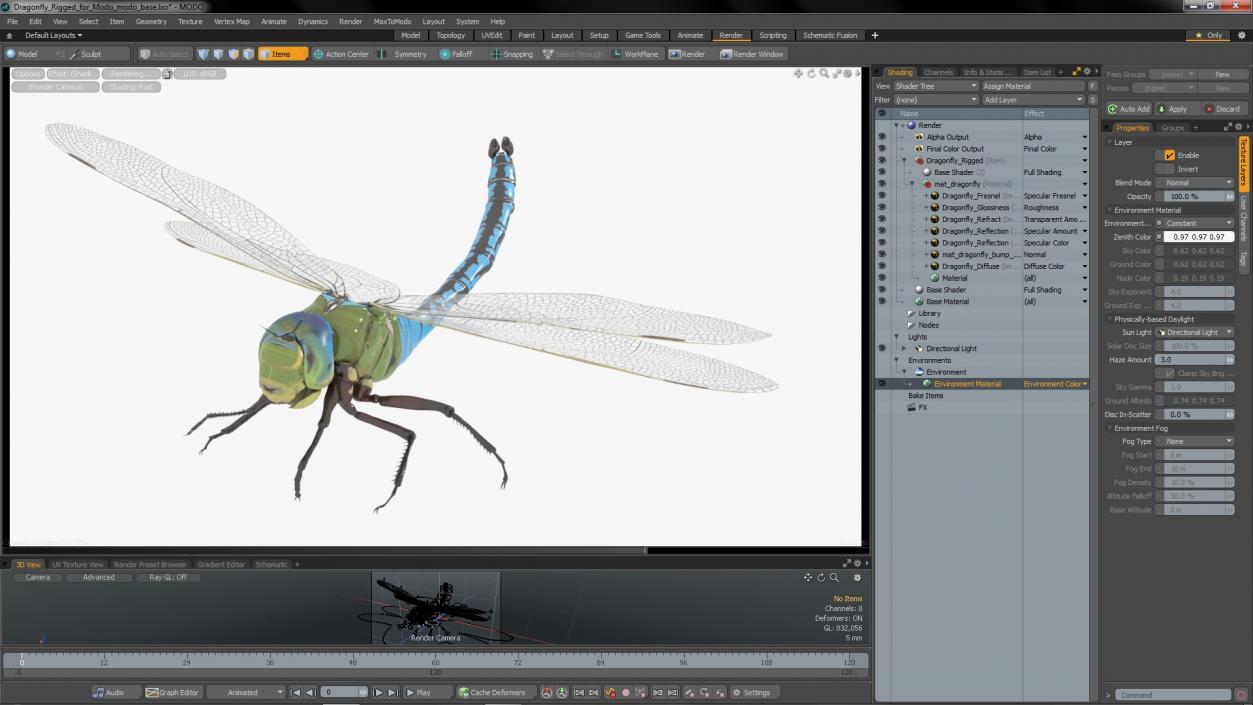 3D model Dragonfly Rigged for Modo