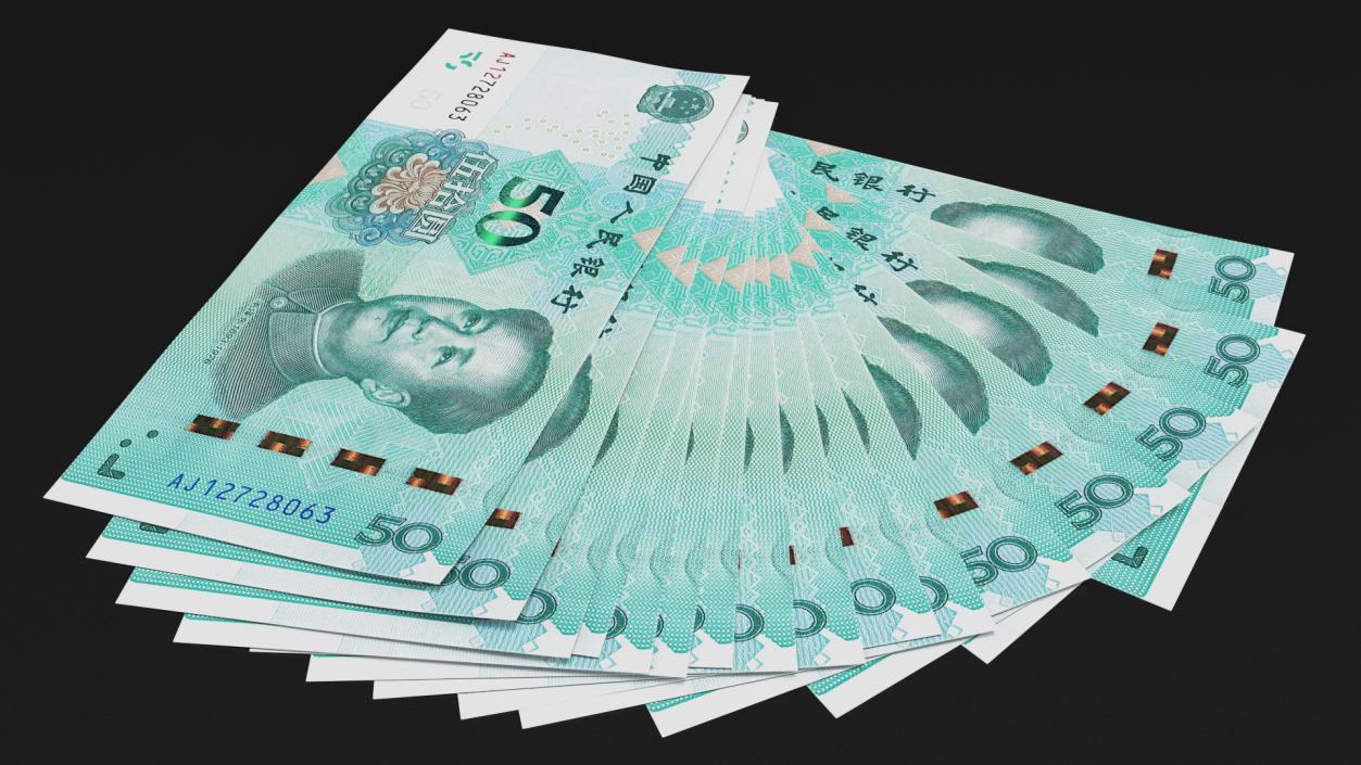 Chinese 50 Yuan 2019 Banknotes Fan 3D model