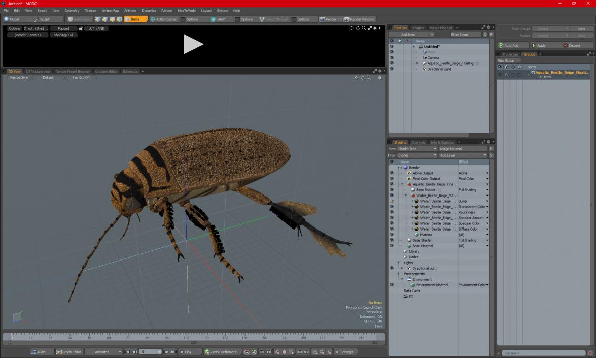 Aquatic Beetle Beige Floating 3D model