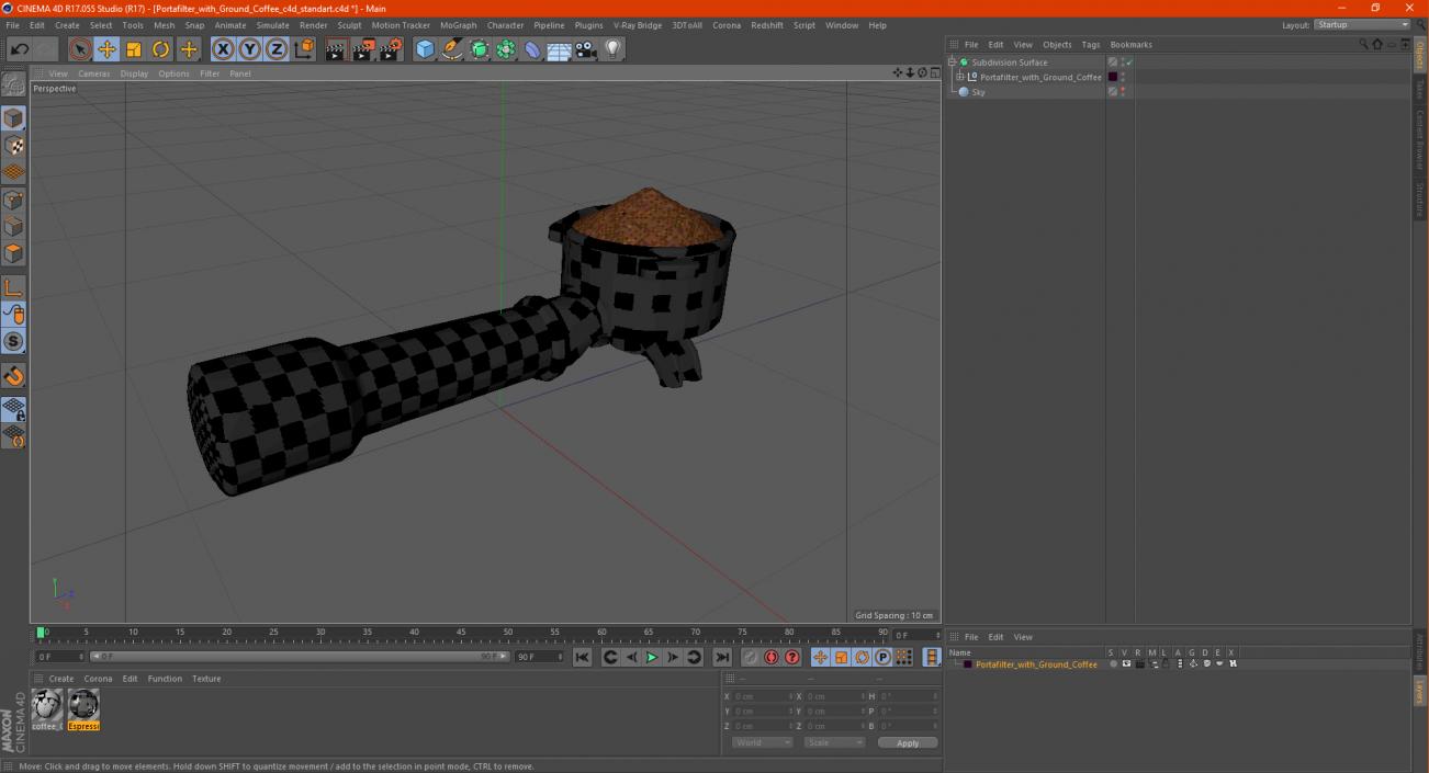 3D model Portafilter with Ground Coffee