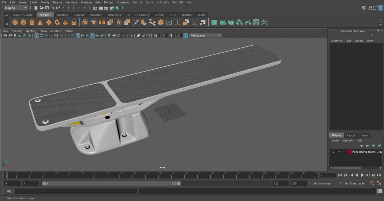 Pool Diving Board Gray 3D