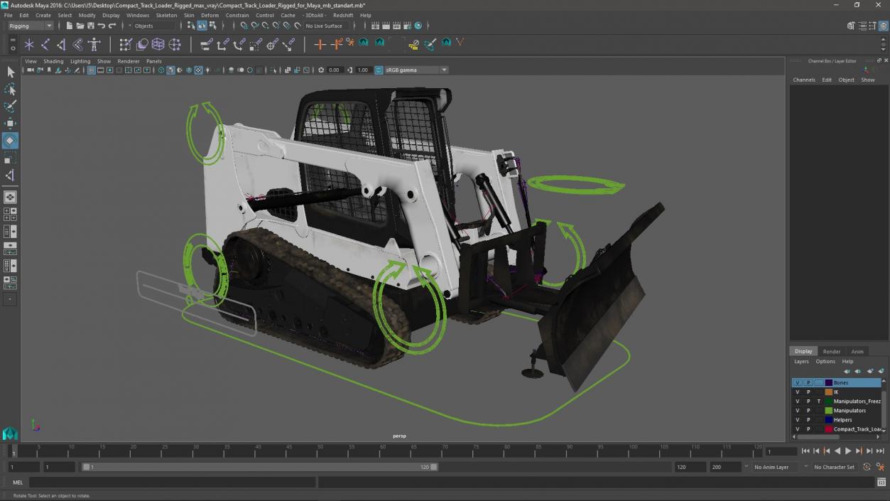 3D Compact Track Loader Rigged for Maya