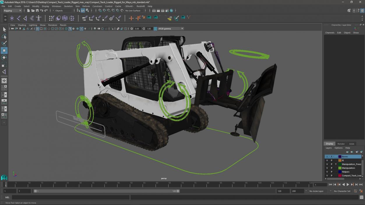 3D Compact Track Loader Rigged for Maya