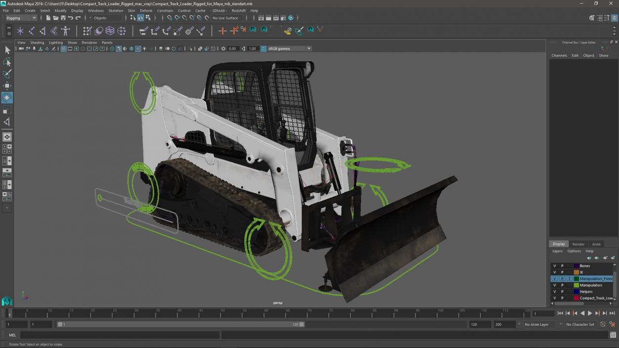 3D Compact Track Loader Rigged for Maya