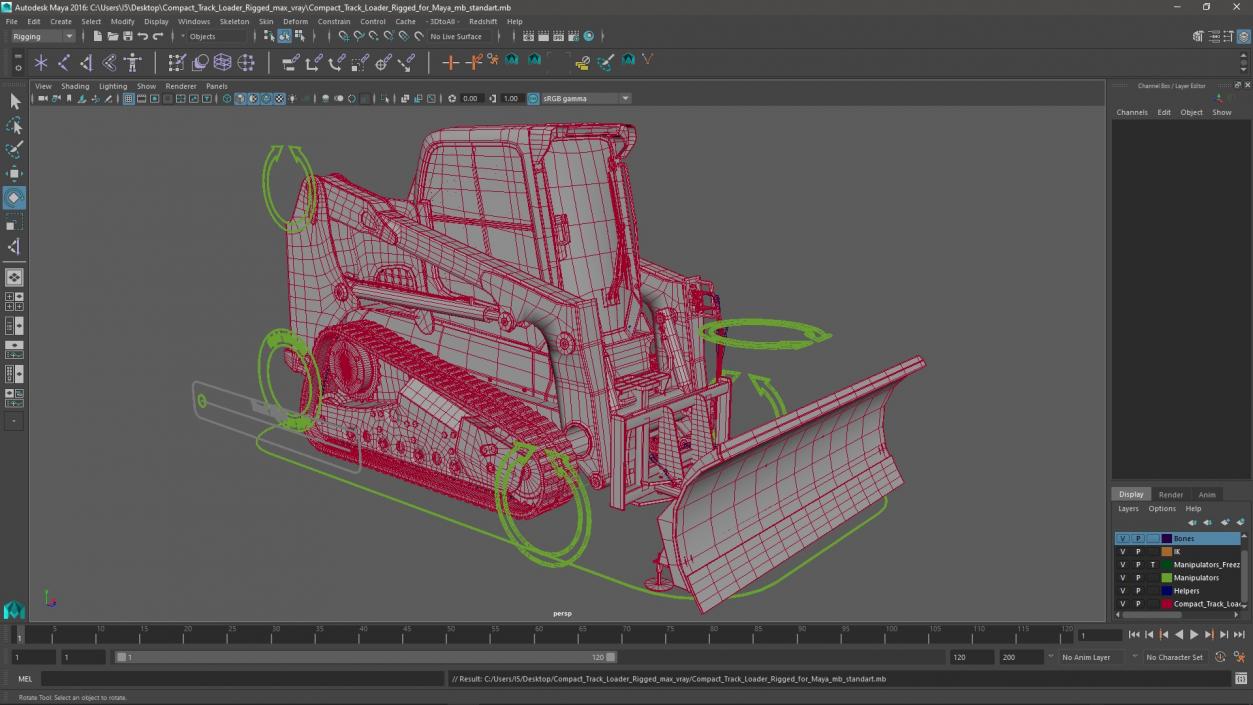 3D Compact Track Loader Rigged for Maya