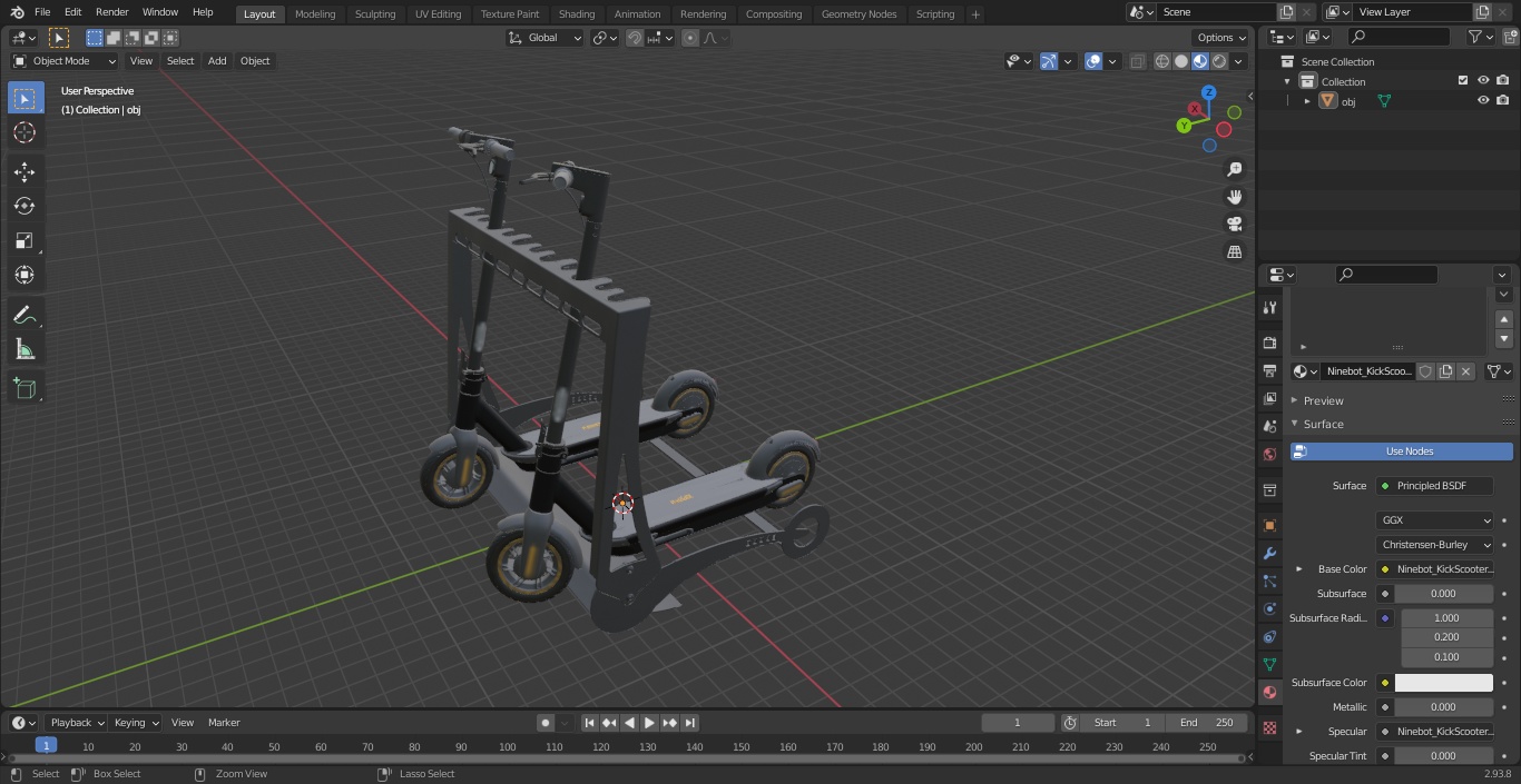 Scooter Parking Rack with Ninebot KickScooter MAX 3D model