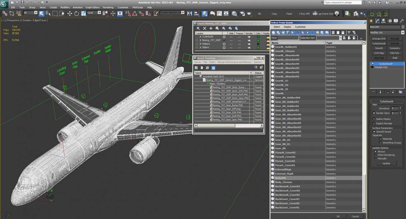 3D model Boeing 757-200F Generic Rigged