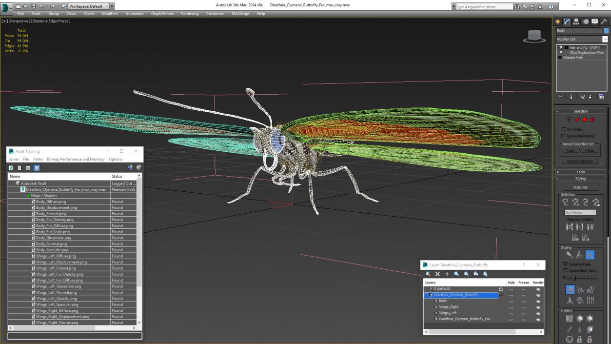 3D Diaethria Clymena Butterfly Fur