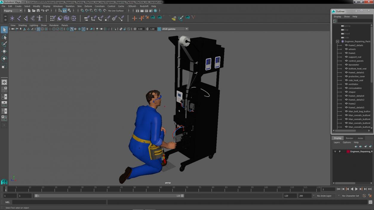 Engineer Repairing Packing Machine 3D model