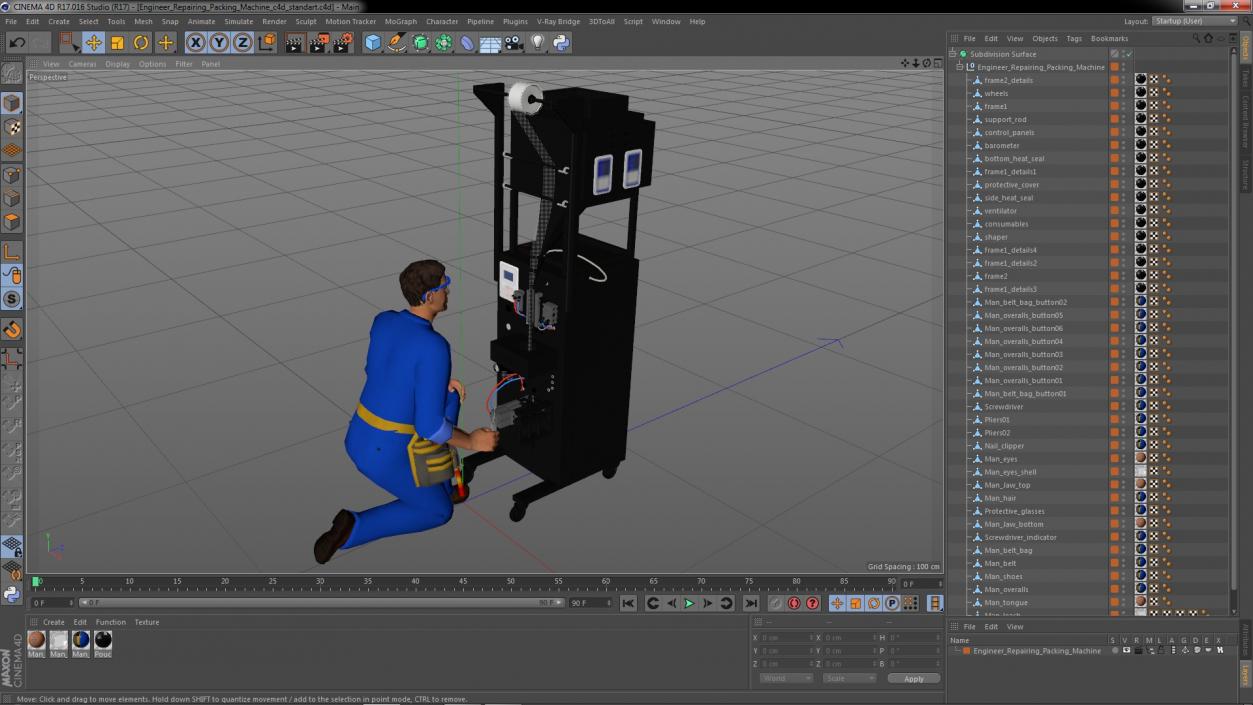 Engineer Repairing Packing Machine 3D model