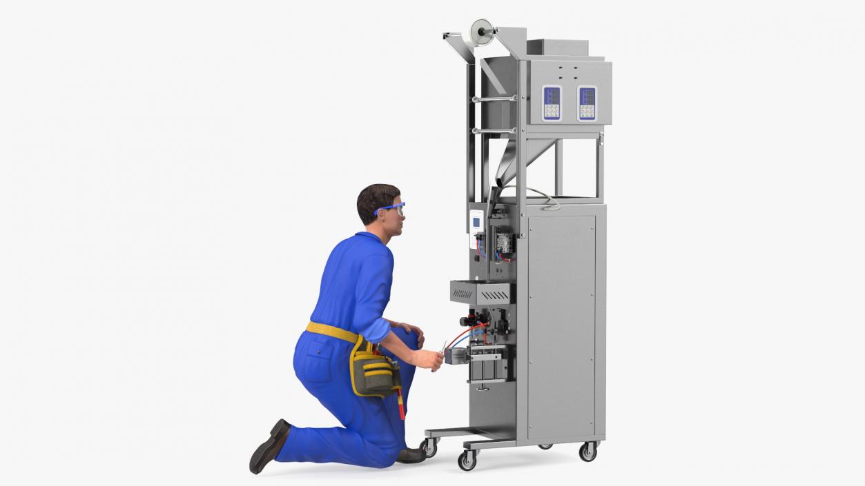 Engineer Repairing Packing Machine 3D model