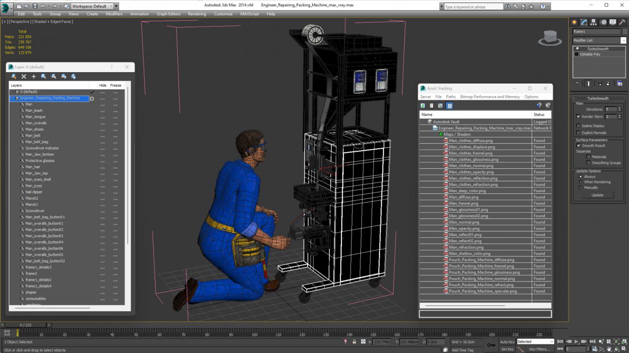 Engineer Repairing Packing Machine 3D model