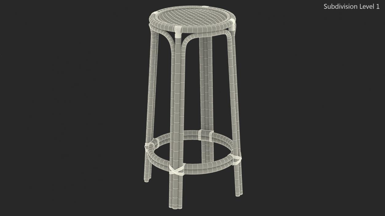 Bamboo Backless Counter Stool 3D model