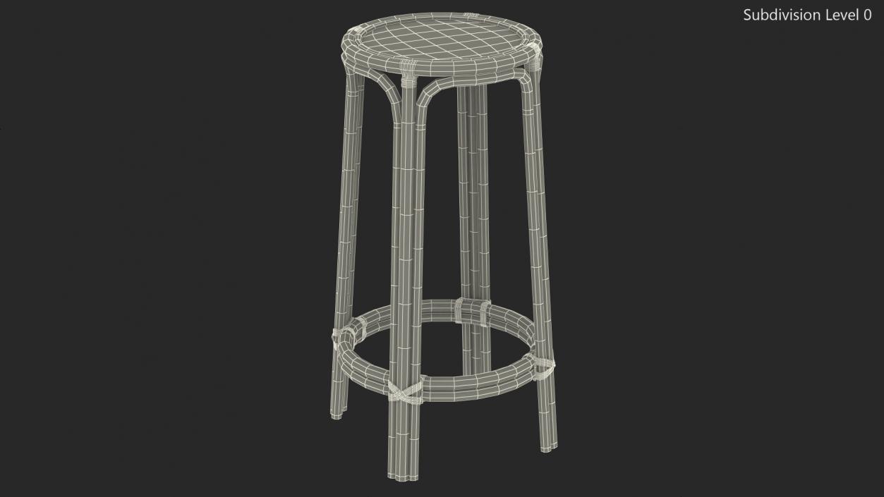 Bamboo Backless Counter Stool 3D model