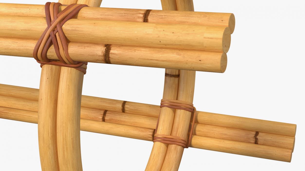 Bamboo Backless Counter Stool 3D model