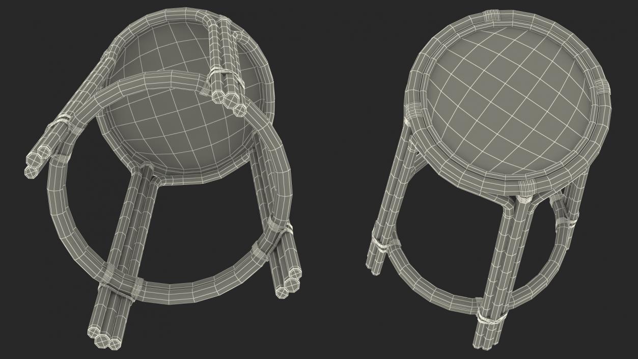 Bamboo Backless Counter Stool 3D model