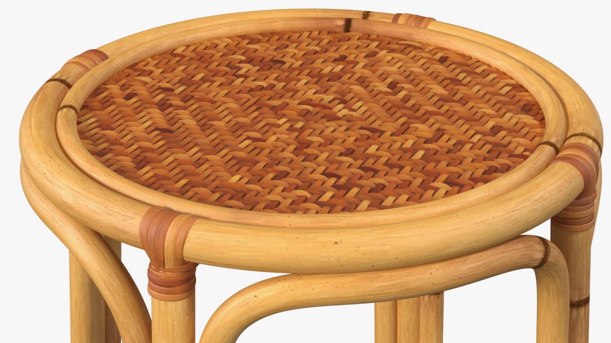 Bamboo Backless Counter Stool 3D model