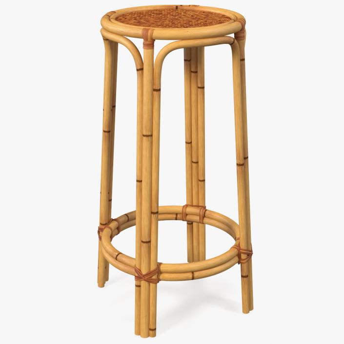 Bamboo Backless Counter Stool 3D model