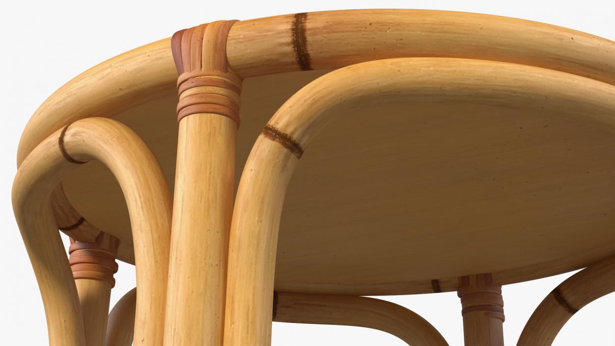 Bamboo Backless Counter Stool 3D model