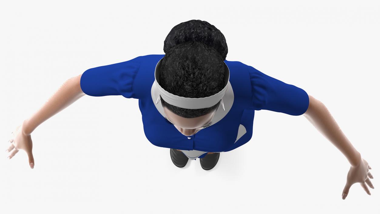 3D Light Skin Black Maid T Pose model